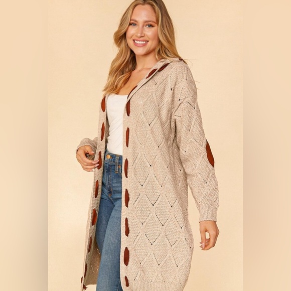 HAPTICS Sweaters - CABLE PATTERN AND RIBBON CARDIGAN